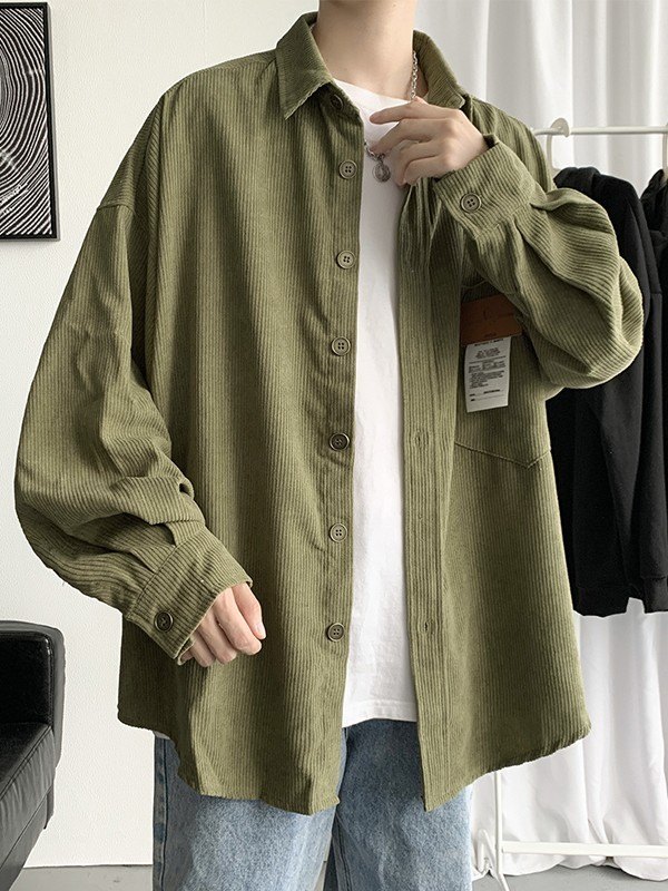 Cord-Langarmhemd mit Patch-Detail für Herren-2