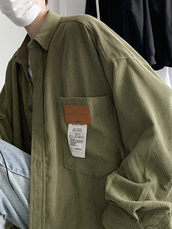 Cord-Langarmhemd mit Patch-Detail für Herren-3