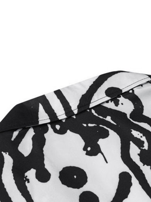 Button-Down-Hemd mit Cartoon-Graffiti-Print für Herren-1