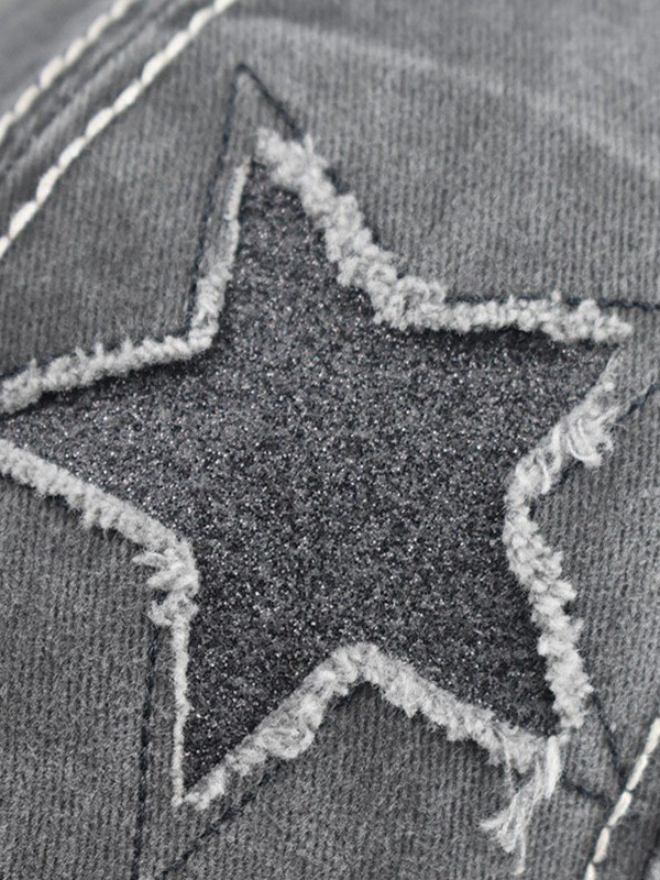 Distressed Wash Pailletten Star Baseball Cap-2