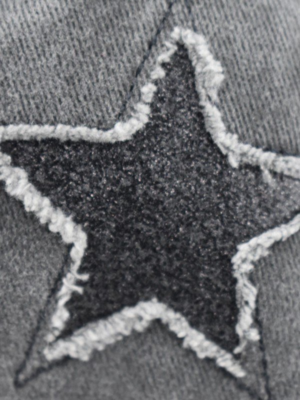 Distressed Wash Pailletten Star Baseball Cap-4