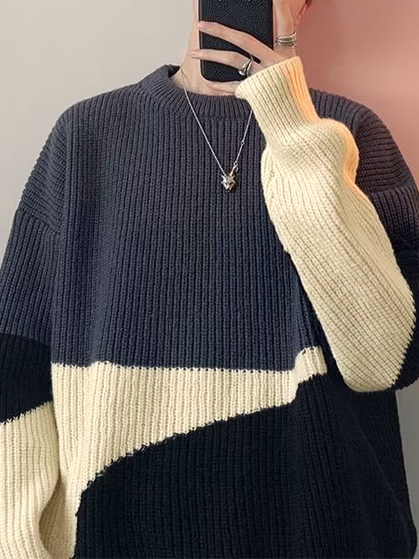 Herren-Pullover mit Farbblock-1