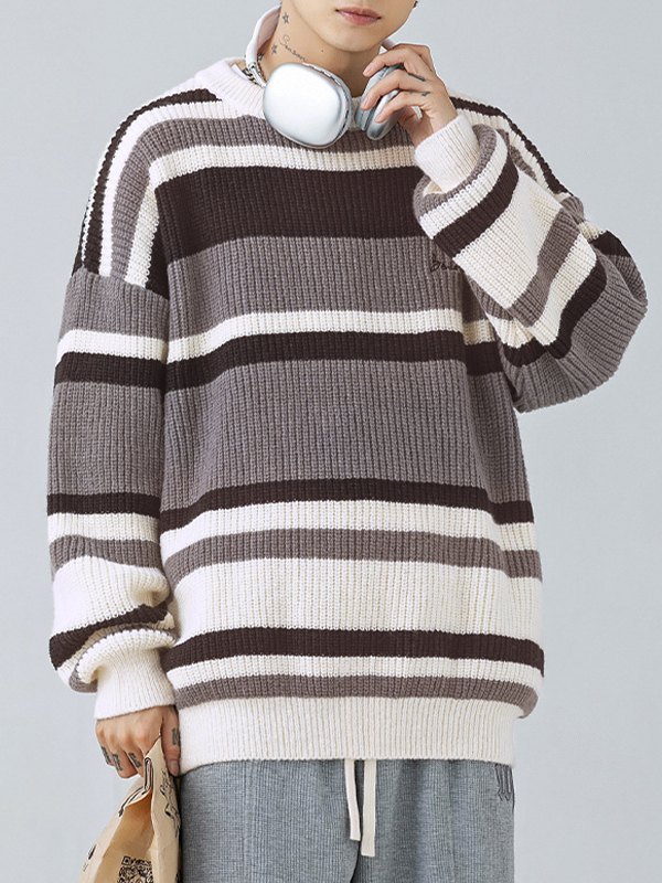 Kontrastgestreifter Vintage-Pullover für Herren-1