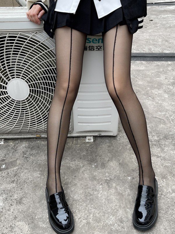 Transparente Strumpfhose mit Kontrastlinie-2