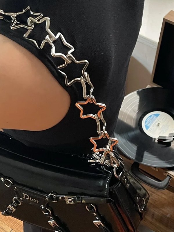 Silber aushöhlen Stern Bauchkette-4