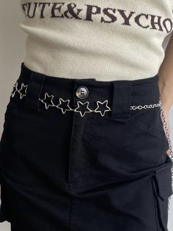 Silber aushöhlen Stern Bauchkette-2