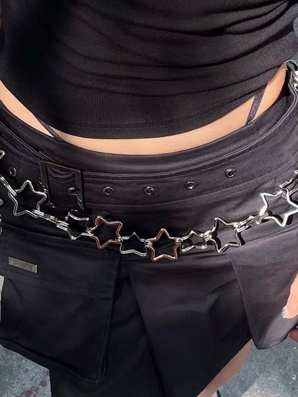 Silber aushöhlen Stern Bauchkette-3