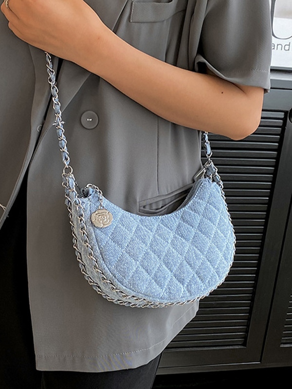 Denim-Rhombus-Ketten-Umhängetasche-2