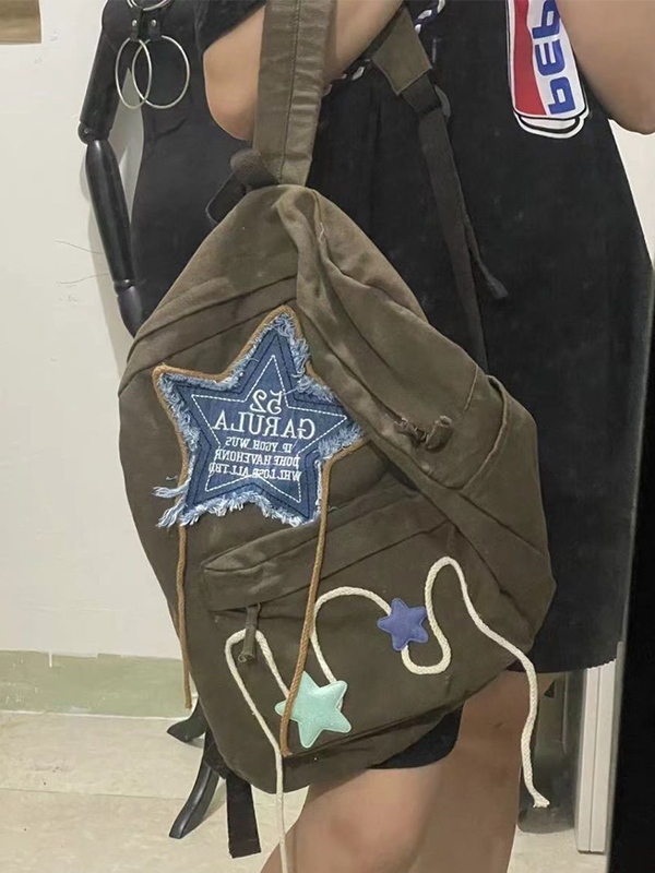 Denim-Stern-Stickerei-Dekor-Canvas-Rucksack-2