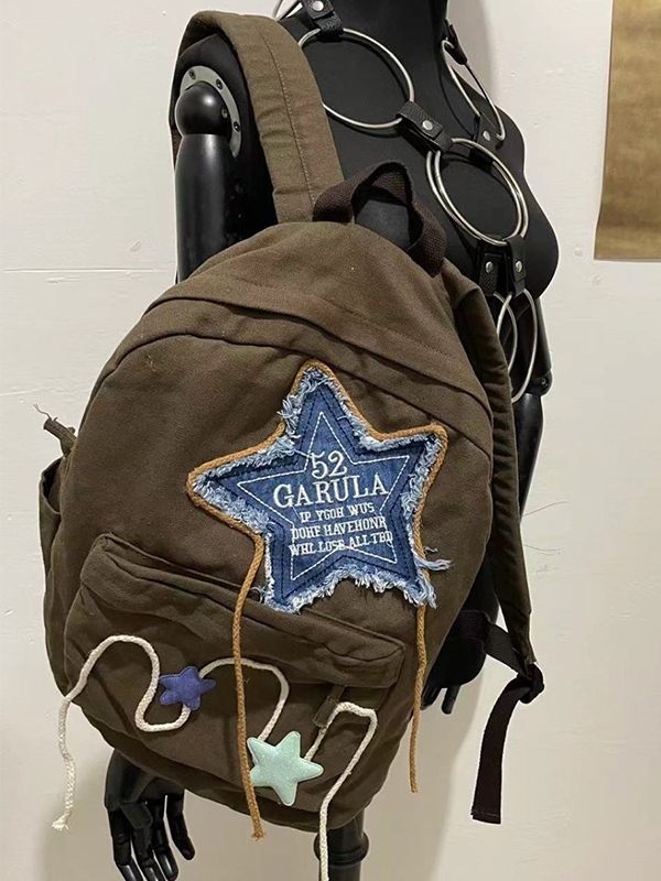 Denim-Stern-Stickerei-Dekor-Canvas-Rucksack-4