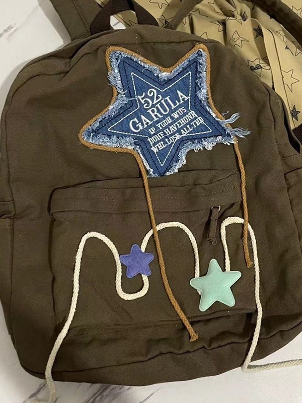 Denim-Stern-Stickerei-Dekor-Canvas-Rucksack-1