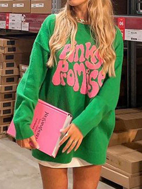 Pullover zum Überziehen mit kontrastierendem Buchstabendruck-1