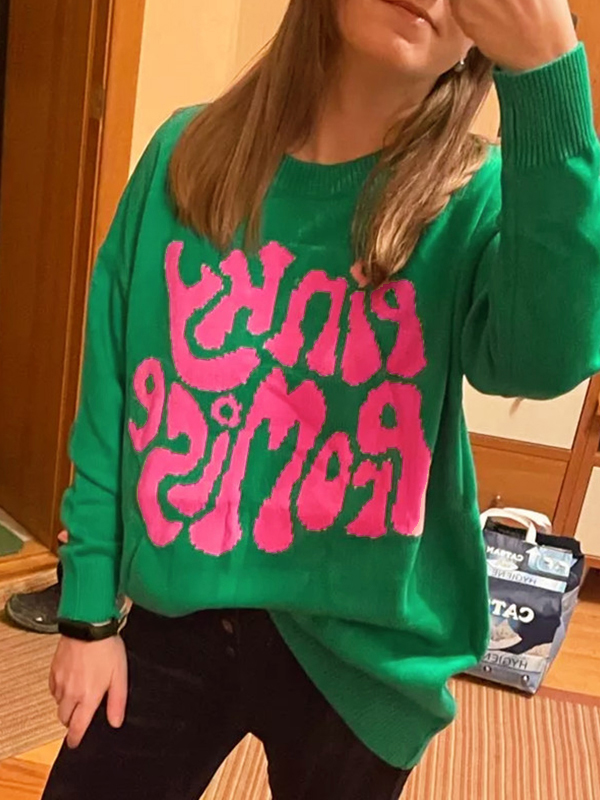 Pullover zum Überziehen mit kontrastierendem Buchstabendruck-3