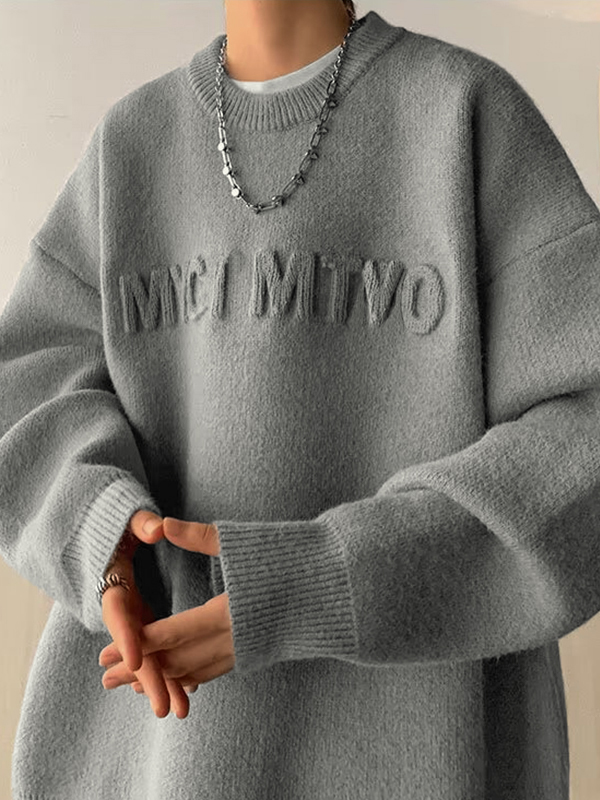 Dreidimensionaler Jacquard-Pullover für Herren mit Buchstaben-2