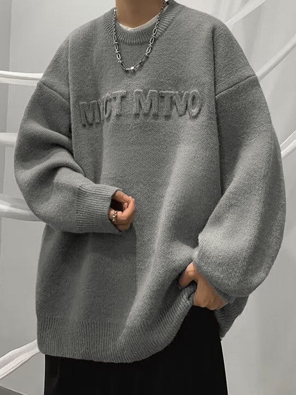 Dreidimensionaler Jacquard-Pullover für Herren mit Buchstaben-3