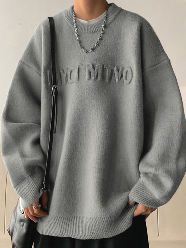 Dreidimensionaler Jacquard-Pullover für Herren mit Buchstaben-1